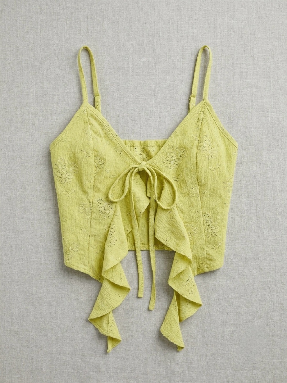 🍭2/30$ Lace-Detail Tie-Front Camisole Top - Lime